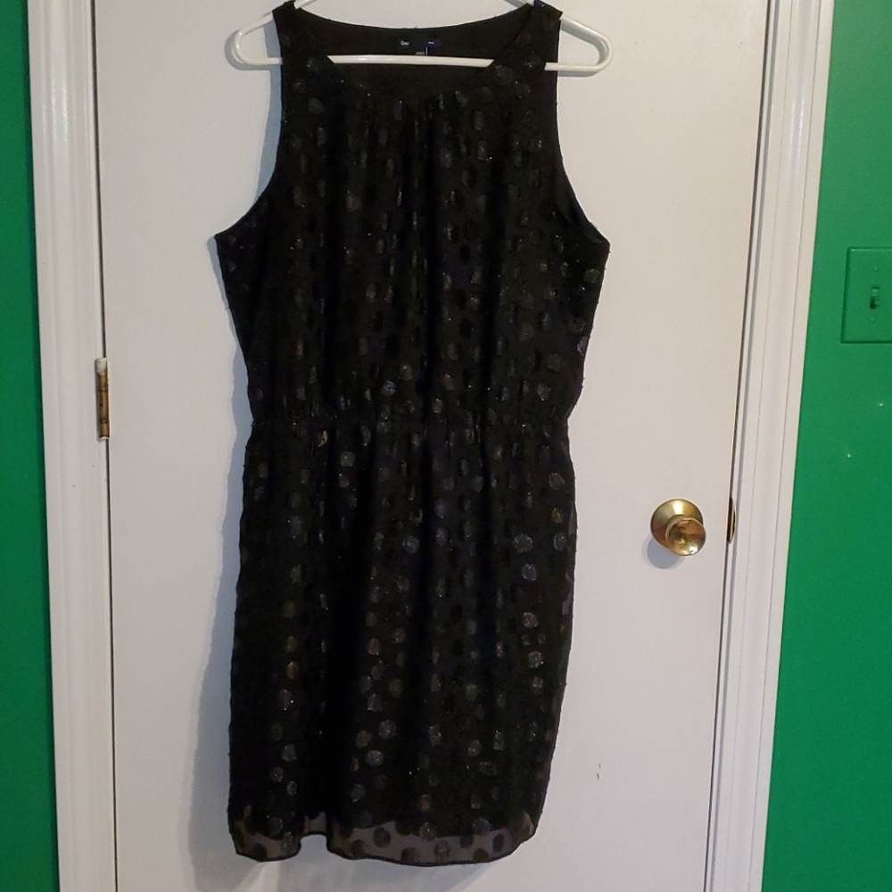 Gap women's XL black polka dotted mid dress